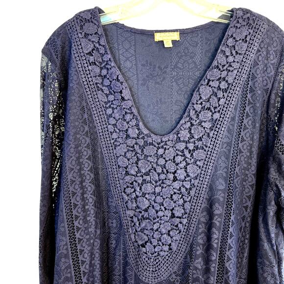 NWT Eyeshadow Women's Dress 2X 2XL XXL Blue Long Sleeves Plus Size 18W 20W New - Picture 2 of 8